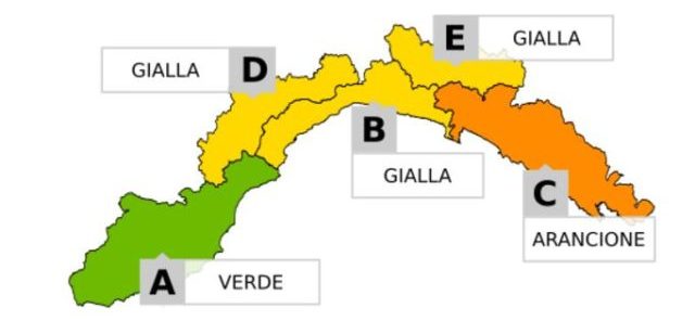 Mappa meteo a Liguria.