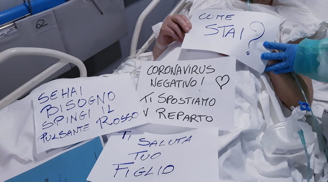 immagine dei cartelli utilizzati all' ospedale di Pavullo