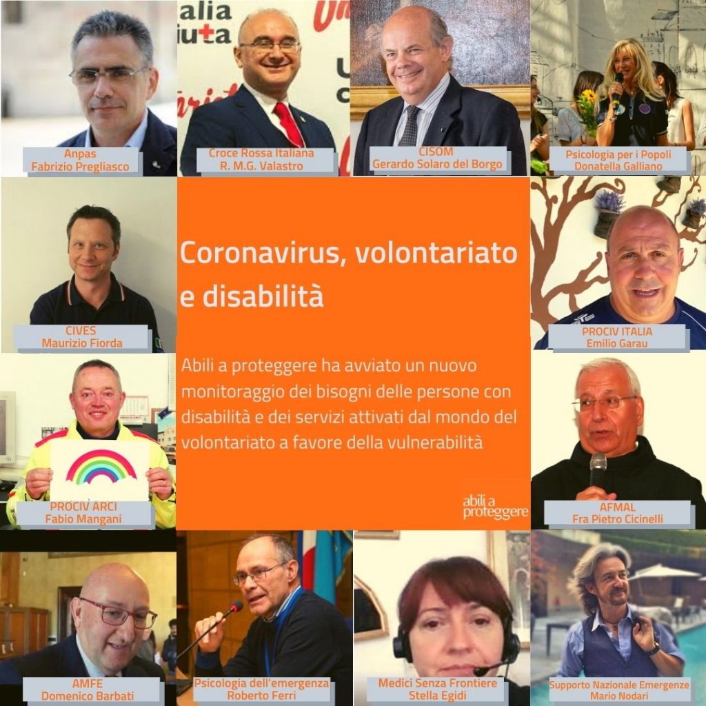 coronavirus e volontariato: i presidenti e i referenti delle organizzazioni di volontariato intervistati da abili a proteggere