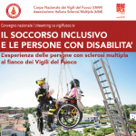 locandina convegno "Il soccorso inclusivo e le persone con disabilità. L'esperienza delle persone con sclerosi multipla al fianco dei Vigili del Fuoco"