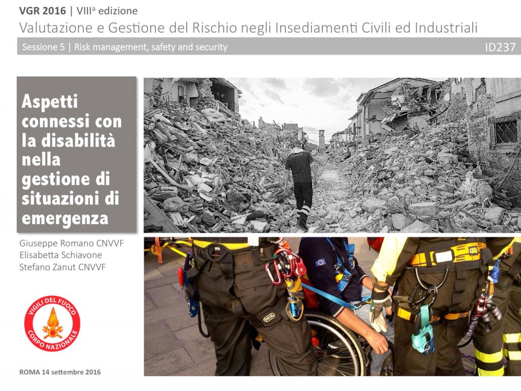 Disabilità e gestione dell'emergenza al VGR 2016