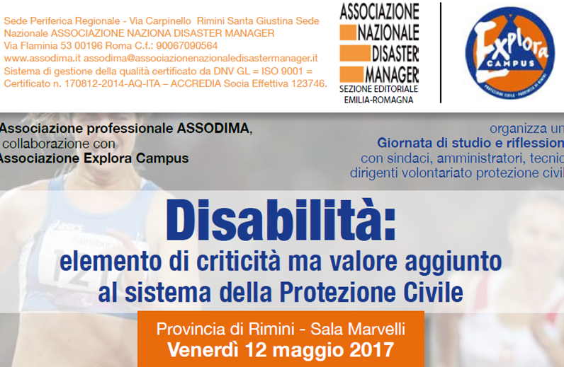 locandina Disabilità e Protezione civile rimini