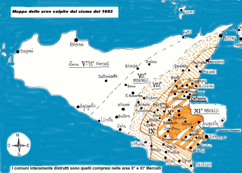 Ragusa convegno: Mappa della Sicilia con la suddivisione isosismica delle aree colpite dall'evento del 9 gennaio in gradi della scala Mercalli - Wikipedia