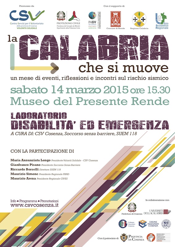 locandina evento "La Calabria che si muove, un mese di eventi, riflessioni, incontri sul rischio sismico"