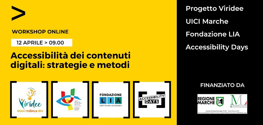 Accessibilità dei contenuti digitali: strategie e metodi”. Evento online il 12 aprile