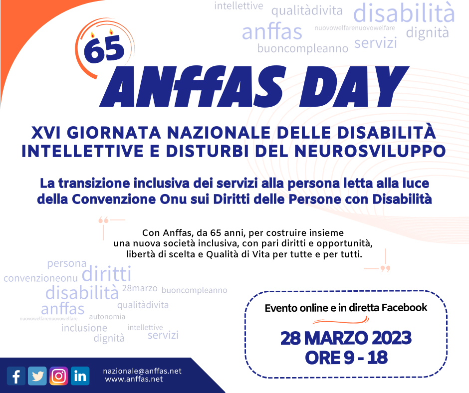 28 marzo evento per i 65 anni di anffas