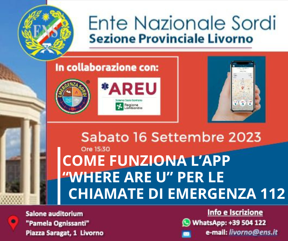 Seminario Where Are U 112 sabato 16 settembre Livorno