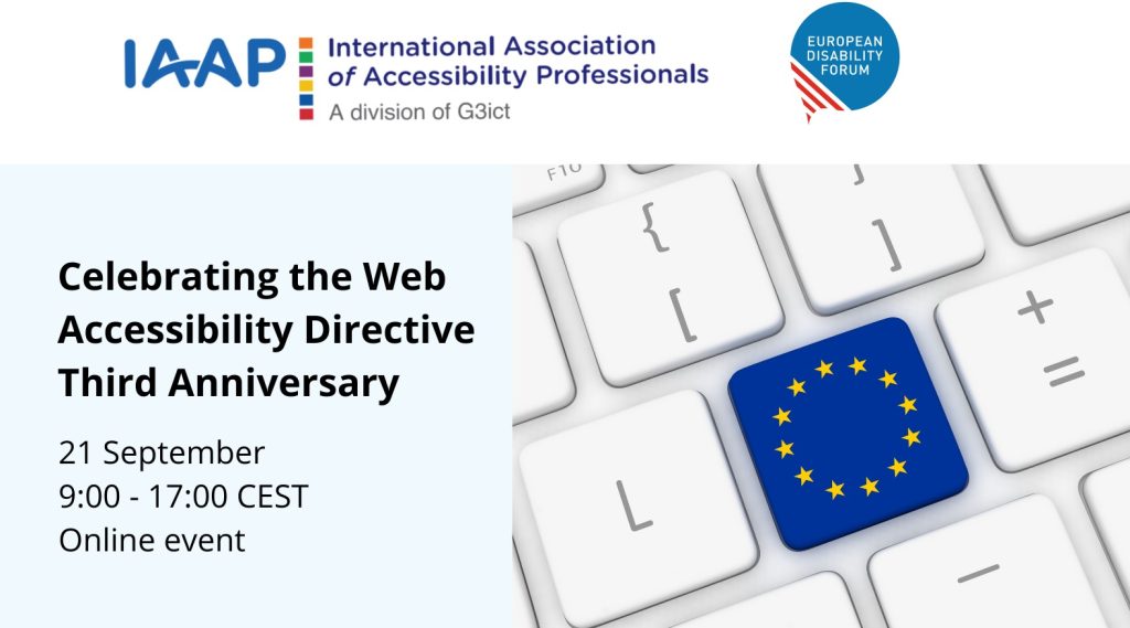 Terzo anniversario della Direttiva sull'accessibilità del web: evento online il 21 settembre