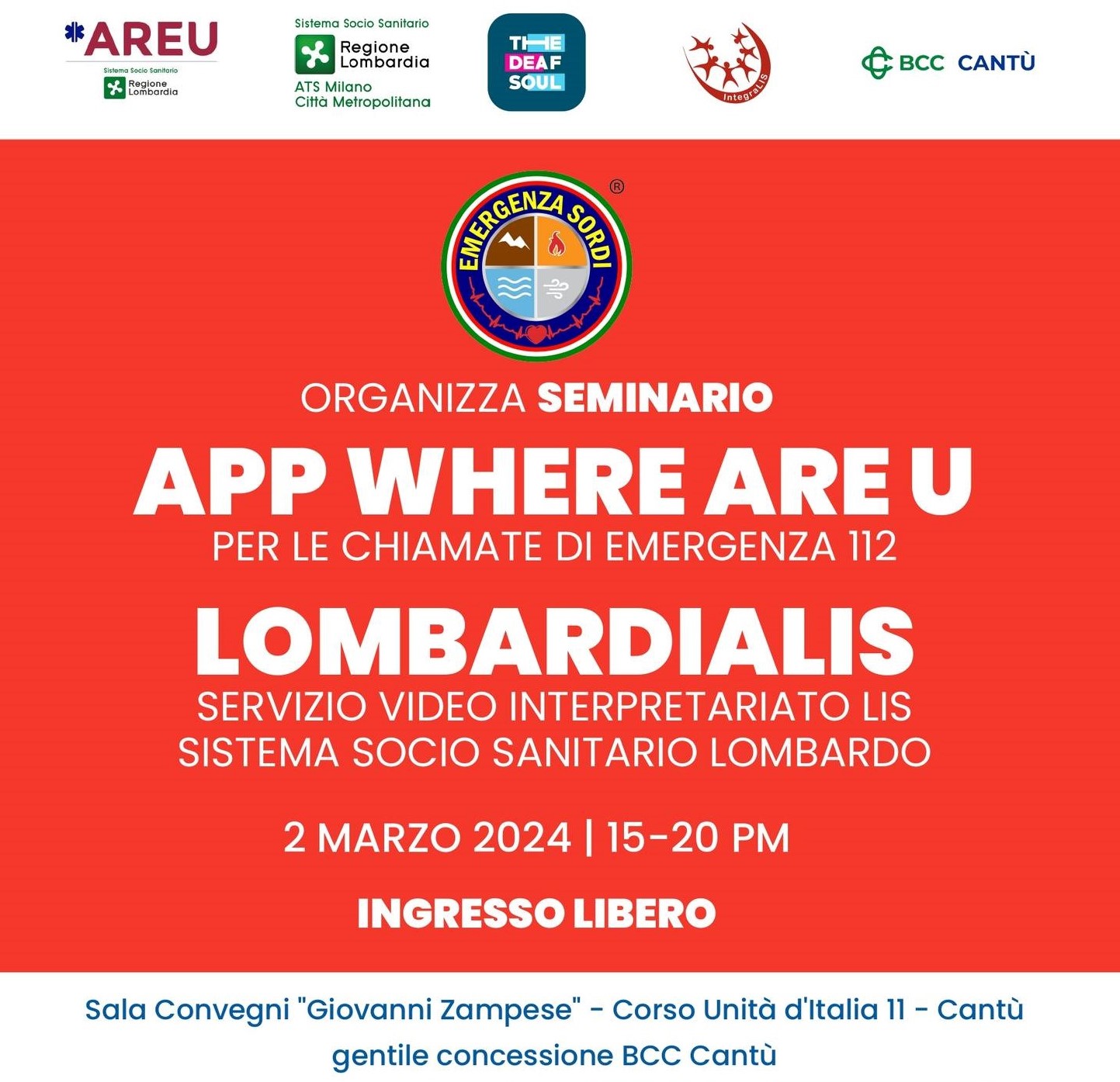 A Cantù (Como) nuovo seminario di Emergenza Sordi il 2 marzo