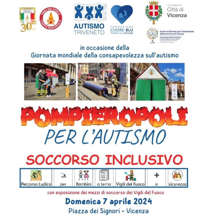domenica 7 aprile a Vicenza Pompieropoli per l'autismo soccorso inclusivo