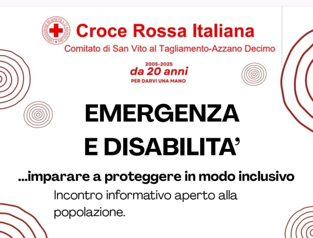 Ad Azzano Decimo incontro emergenza e disabilità martedì 9 settembre
