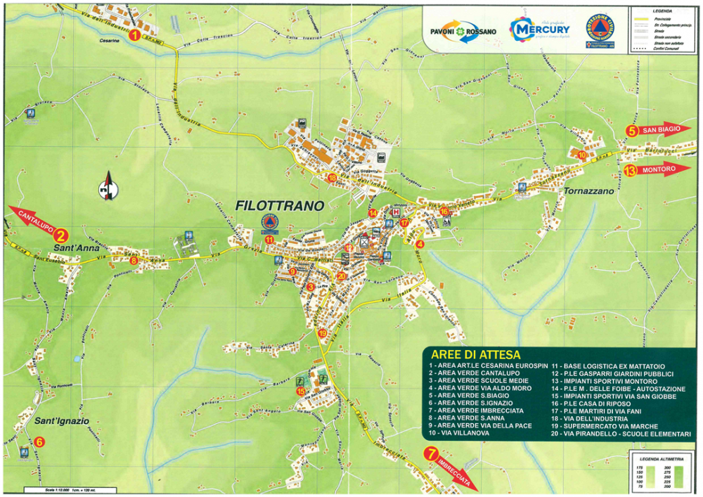 Mappa delle Aree di Attesa dl Piano di Protezione Civile del Comune di Filottrano