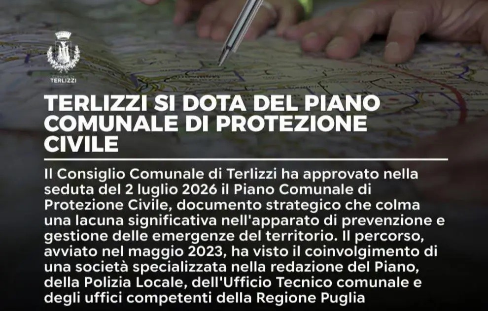 Comune di Terlizzi ha approvato il piano di Protezione civile